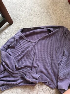 We The Free Purple Waffle Knit Long Sleeve Top